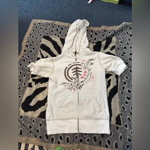 Element Women's Hoodie in White with Brown and Pink Design